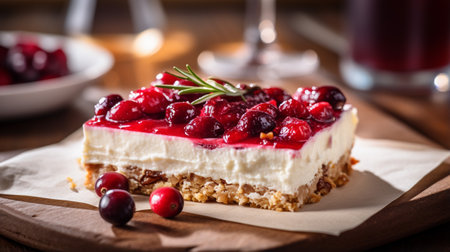 Photo of Cranberry Bliss Bars as a dish in a high-end restaurantの素材