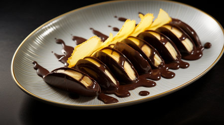Photo of Chocolate Dipped Bananas as a dish in a high-end restaurantの素材