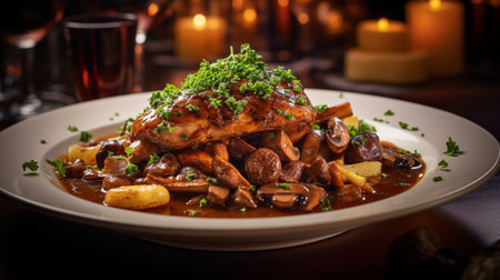 Photo of Coq au Vin as a dish in a high-end restaurantの素材