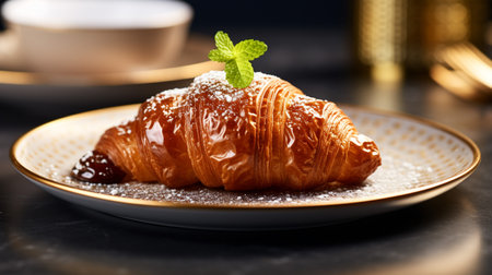 Photo of Croissant as a dish in a high-end restaurantの素材