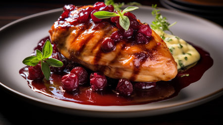 Photo of Cranberry Glazed Chicken as a dish in a high-end restaurantの素材