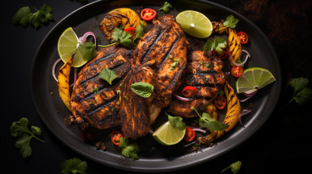 Photo of Grilled Jerk Chicken as a dish in a high-end restaurantの素材