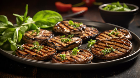Photo of Grilled Portobello Mushrooms as a dish in a high-end restaurantの素材
