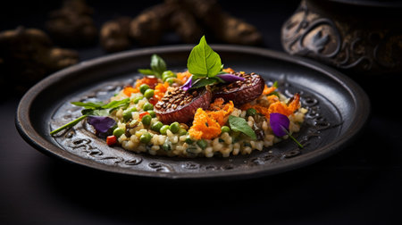 Photo of Mahalabia as a dish in a high-end restaurantの素材