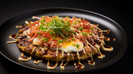 Photo of Okonomiyaki as a dish in a high-end restaurantの素材