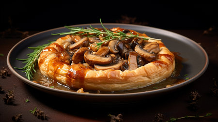 Photo of Mushroom and Chestnut Pie as a dish in a high-end restaurantの素材