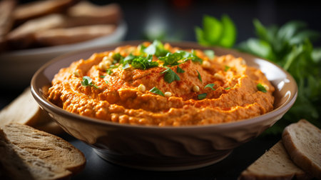 Photo of Muhammara as a dish in a high-end restaurantの素材