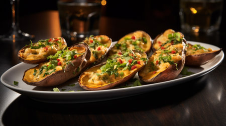 Photo of Potato Skins as a dish in a high-end restaurantの素材