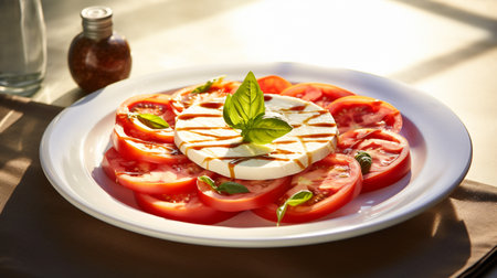 Photo of Caprese Salad as a dish in a high-end restaurantの素材