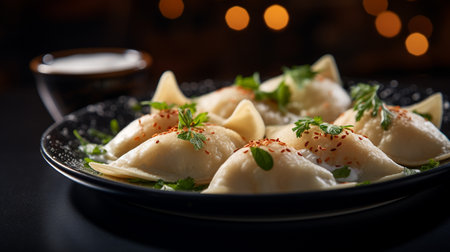 Photo of Qatayef as a dish in a high-end restaurantの素材