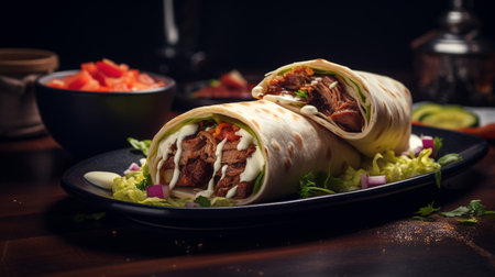 Photo of Shawarma as a dish in a high-end restaurantの素材