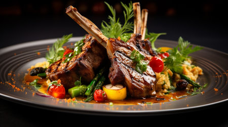 Photo of Spring Lamb Chops as a dish in a high-end restaurantの素材