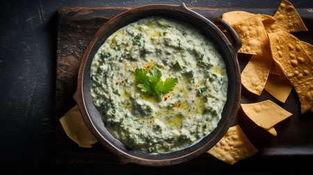 Photo of Spinach and Cheese Dip as a dish in a high-end restaurantの素材