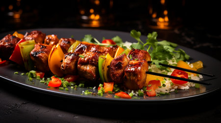 Photo of Shish Tawook as a dish in a high-end restaurantの素材