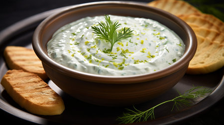 Photo of Tzatziki as a dish in a high-end restaurantの素材