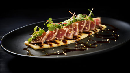Photo of Tuna Tataki as a dish in a high-end restaurantの素材