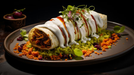 Photo of Vegan Burrito as a dish in a high-end restaurantの素材