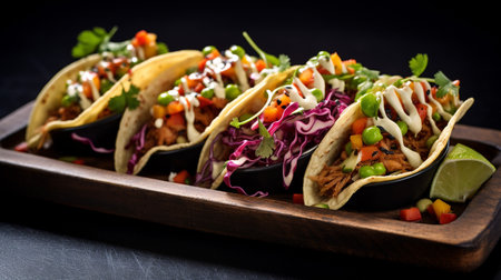 Photo of Vegan Tacos as a dish in a high-end restaurantの素材