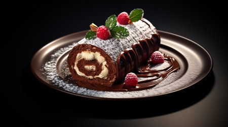 Photo of Yule Log Cake as a dish in a high-end restaurantの素材