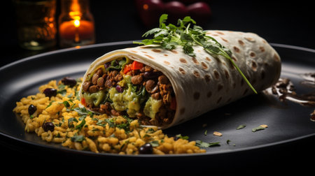 Photo of Vegan Burrito as a dish in a high-end restaurantの素材