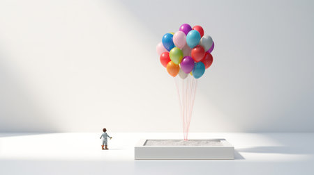 Displaying a 3D miniature Tethered Balloonの素材