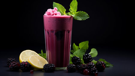 Photo of a Blackcurrant Juice drink isolated on flat white backgroundの素材