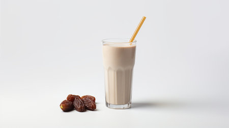 Photo of a Date Milkshake drink isolated on flat white backgroundの素材