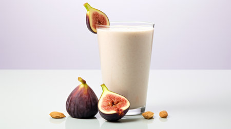 Photo of a Fig and Honey Smoothie drink isolated on flat white backgroundの素材