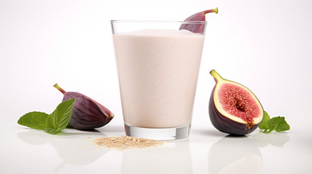 Photo of a Fig and Honey Smoothie drink isolated on flat white backgroundの素材