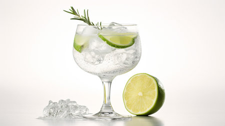 Photo of a Gin and Tonic drink isolated on flat white backgroundの素材