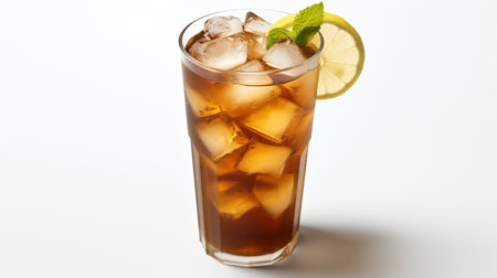 Photo of a Iced Tea drink isolated on flat white backgroundの素材