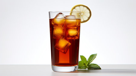 Photo of a Iced Tea drink isolated on flat white backgroundの素材