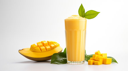 Photo of a Mango Smoothie isolated on flat white backgroundの素材