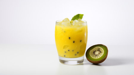 Photo of a Passion Fruit Caipirinha isolated on flat white backgroundの素材