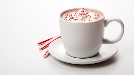 Photo of a Peppermint Hot Chocolate isolated on flat white backgroundの素材