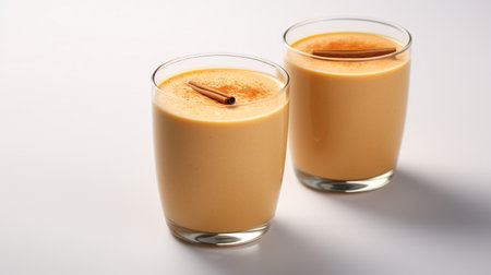 Photo of a Pumpkin Pie Smoothie isolated on flat white backgroundの素材