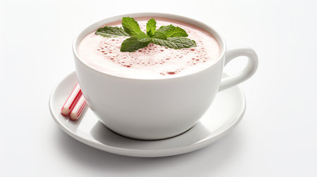 Photo of a Peppermint Hot Chocolate isolated on flat white backgroundの素材