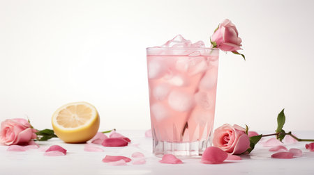 Photo of a Rose Water Lemonade isolated on flat white backgroundの素材