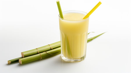 Photo of a Sugarcane Juice isolated on flat white backgroundの素材