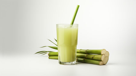 Photo of a Sugarcane Juice isolated on flat white backgroundの素材