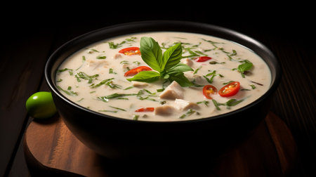 Photo of a Thai Coconut Soup isolated on flat white backgroundの素材