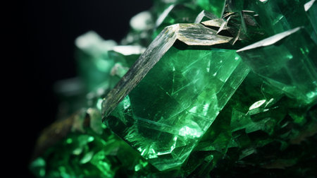Photograph a mesmerizing close-up of a sparkling Jade held against a velvety black backgroundの素材