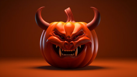 Red pumpkind with buffalo hornの素材