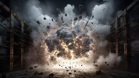 Explosion with grey lightingの素材