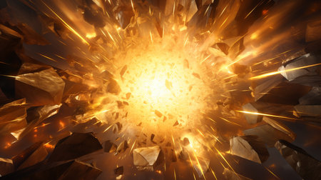 Explosion with golden lightingの素材