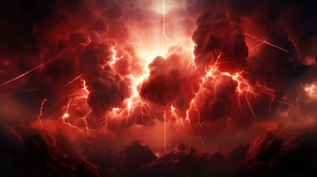 Explosion with red lightingの素材