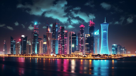 Night view of Burj Qatarの素材