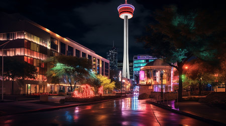 Night view of HemisFair Towerの素材