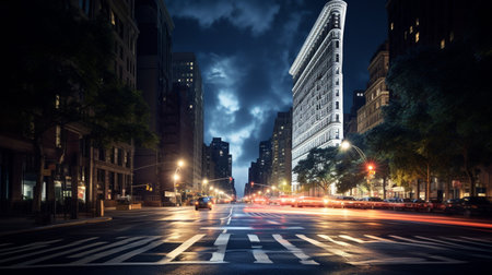 Night view of Flatiron Buildingの素材