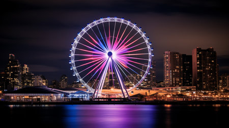 Night view of Melbourne Star Observation Wheelの素材